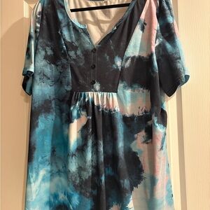 Tie-Dye Women's Top - Blue and Pink